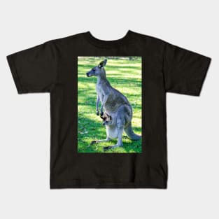 Eastern Grey Kangaroo with Joey Kids T-Shirt